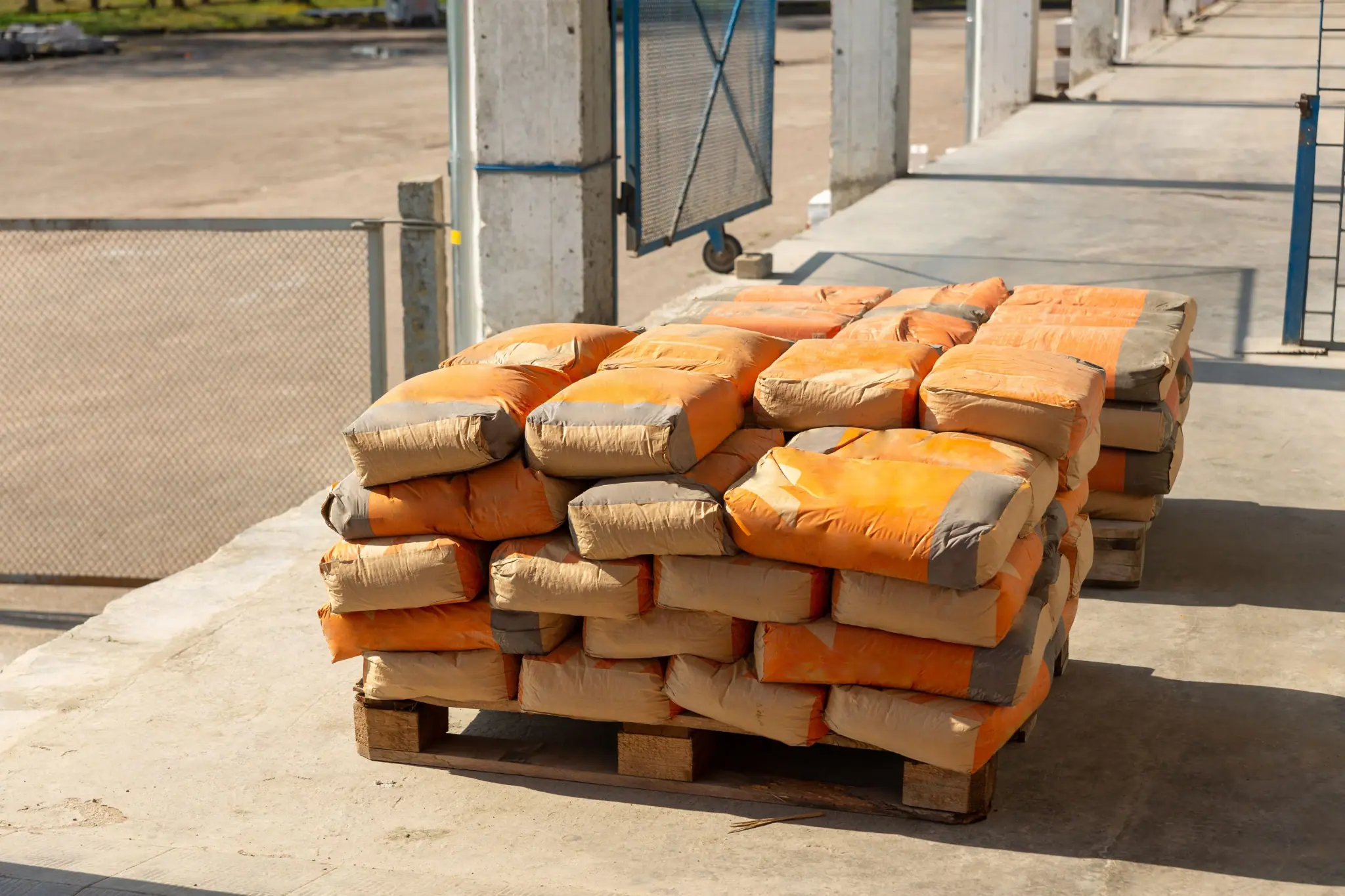Stack of bagged cargo on a wooden pallet